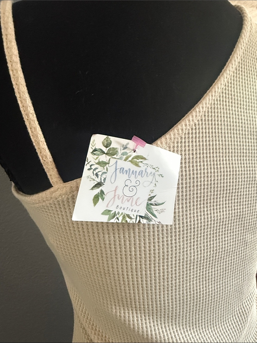 Promesa One-Shoulder Cream Ribbed Tank - Picture 2 of 3